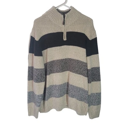 Suéter a Rayas Tricot St. Raphael Talla XL Para Hombre Cuarto Cremallera Grueso Foto 1 de 4