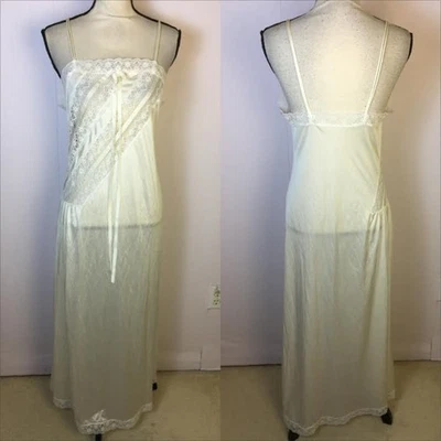 Gilead Vintage Nightgown Sz S Womans Ivory White Nylon Lace Lingerie Made In USA - Image 1 of 4
