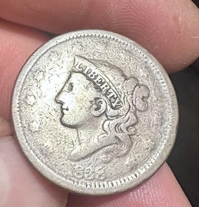 Moneda de cobre de Estados Unidos de 1838 centavo grande - Imagen 1 de 3
