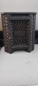 Antique Tramp Art Wood Box W/ Hinged Door 8" Tall - Picture 1 of 6