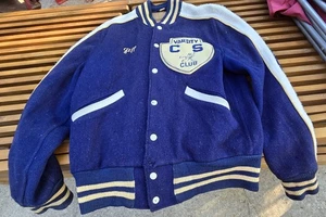 50s Butwin Wool Varsity Letterman Jacket Blue Mens Size 36 USA Devil Patch Vtg - Picture 1 of 9