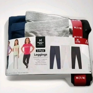 Member's Mark Girls Sz 7/8 Durable Cotton Stretch Full-Waist Comfy Elastic 3pk - Picture 1 of 2