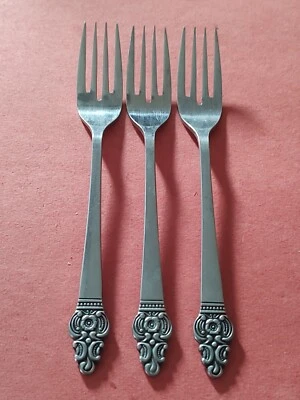3 Stylecraft SYF24 Stainless DINNER FORKS Japan Scroll Floral Tip 7.5" FREE SHIP - Image 1 of 4