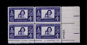 US Scott #1152, Plate Block #26646 1960 American Woman 4c FVF MNH Lower Right - Picture 1 of 1