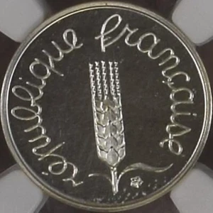 FRANCE. 1977, 1 Centime, Silver - NGC PF68 - Top Pop 🥇RARE Piéfort (Piedfort) - Picture 1 of 6
