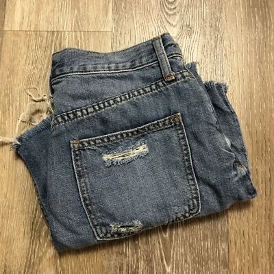 GAP Fringe Linen Medium Wash Blue Denim A-Line Jean Skirt Women's Size 25 - Image 1 of 4