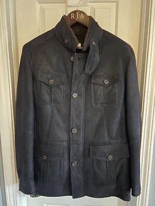 Mens Brunello Cucinelli Navy / Brown Shearling Coat Size M BNWT - Picture 1 of 13