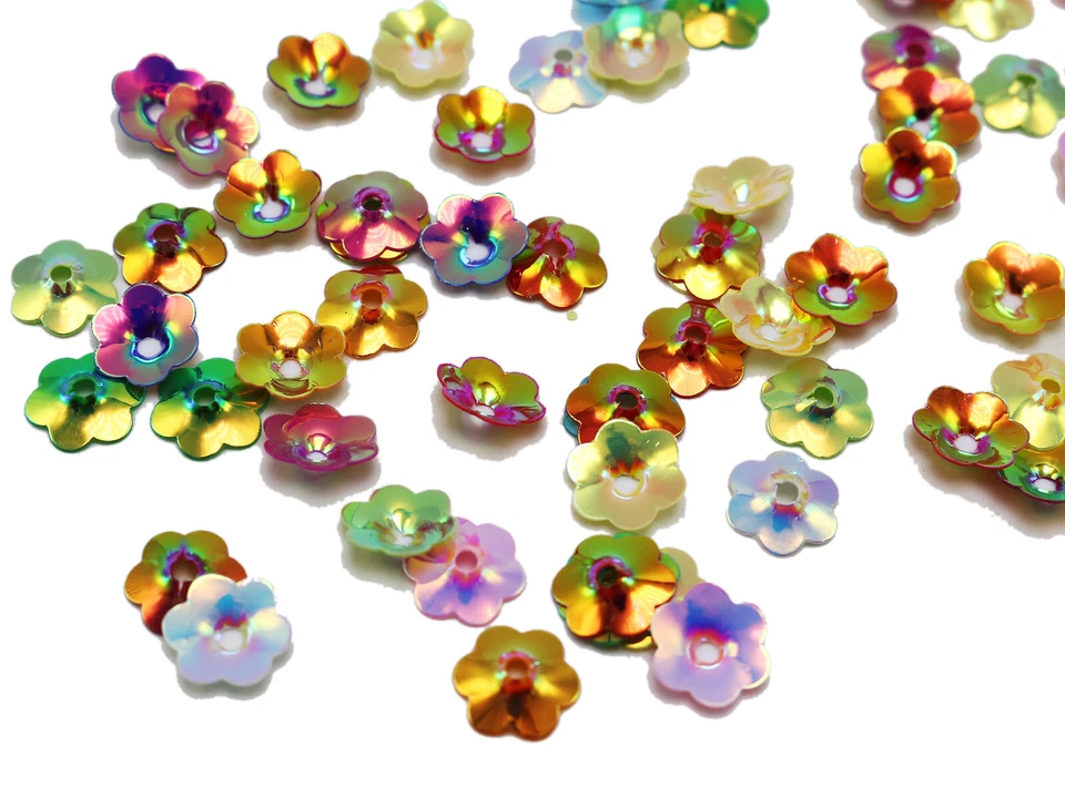 1000 Mixed Color Cup Flower loose sequins Paillettes 10mm sewing Wedding craft