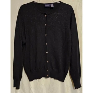 Hillard and Hanson Black Shimmering Cardigan Sweater Women's Size XL - Picture 1 of 5