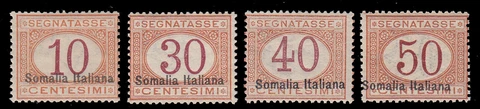 ITALIAN SOMALIA 1920 10c-50c POSTAGE DUES WITH OVERPRINT AT BOTTOM OF STAMPS MNH Cover