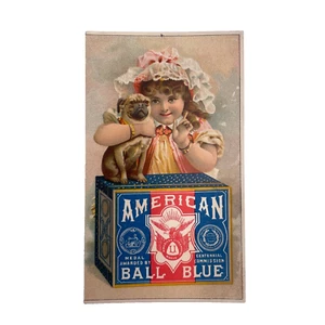 Antique Victorian Trade Card Pug & Little Girl 5”x 3” Scrapbooking Ephemera - Picture 1 of 2