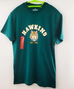 NWT Stranger Things 'Hawkins High' Netflix License T-Shirt - Green -Adult Size S - Picture 1 of 17