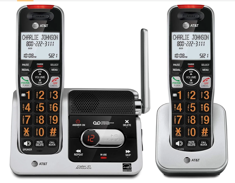 AT&T BL102-2 Cordless Phone Answering Machine Call Block 2 Handsets DECT 6.0 - Image 1 of 4