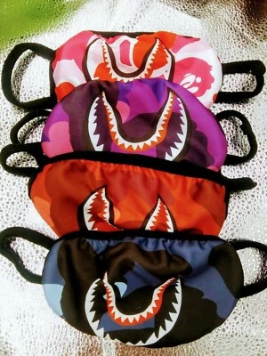 2 PACK Bape Face Mask Shark A Bathing Ape Reusable Washable Unisex CHOOSE COLOR - Image 1 of 4