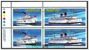 CANADA 1987 STEAMSHIPS SEGWUN & MARGUERITE FV FACE $1.44 MNH STAMP CORNER BLOCK - Picture 1 of 5