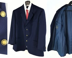 Men's Corneliani Trend Blazer Navy Wool Gold Button Coat Jacket Italy Size 54 R - Picture 1 of 19