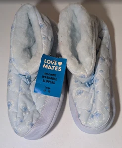 Zapatillas Acolchadas Love Mates Azul Claro Floral Grandes 8-9 Nuevas de Lote Antiguo Algunas Foxing - Imagen 1 de 3