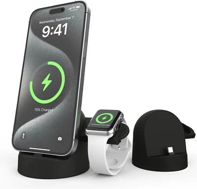 2IN1 Charging Station Wireless Charger Dock For Apple Watch 9/8 AirPod iPhone 15 - Image 1 of 4