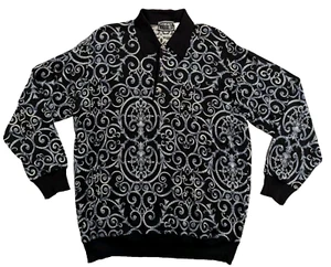 Versace Clásico V2 Barroco Lana Merino Suéter Polo Blanco y Negro Talla XL - Imagen 1 de 12