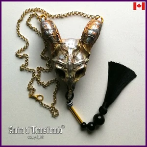 capricorn necklace talisman amulet pendant black goat skull gothic dark jewelry - Picture 1 of 12