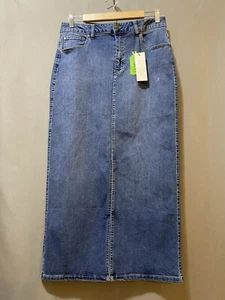 NWT Rachel Zoe Repreve Women Hi-Rise Stretch Slit Maxi Denim Skirt Size 6 Blue - Picture 1 of 12