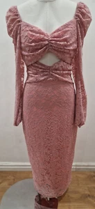 New Pale Pink Bodycon Midi Dress Lace Sweetheart Women's UK Size 8 - Picture 1 of 6