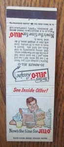 JELL-O MATCHBOOK COVER: GENERAL FOOD CORPORATION EMPTY 1953 EMPTY MATCHCOVER -D9 - Picture 1 of 2
