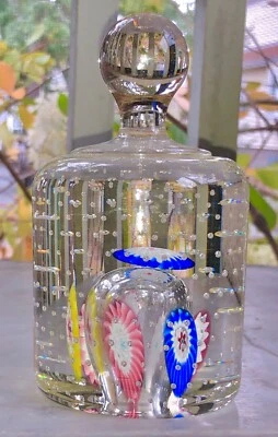 Unique Italian Murano Art Glass Paperweight, Murrini, Bubbles, Heavy, 5.25" - Image 1 of 4