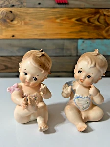 vintage Set Inarco Porcelain Piano Babies Japan 1960's #E-1644 On Bottom - Picture 1 of 5