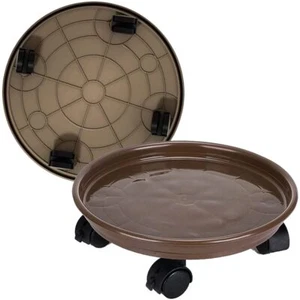 2PCS 12" Plant Caddy Round Rolling Stand Heavy Duty Flower Pot Rack Dolly Tray - Picture 1 of 7