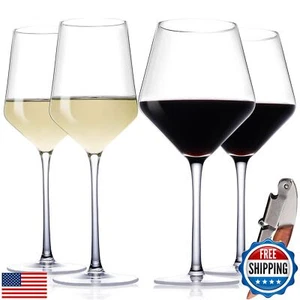 Physkoa Red and White Wine Glasses Set of 4 with Corkscrew, (23oz,14oz) Hand  - Bild 1 von 5