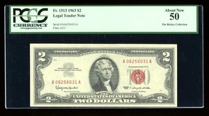 DBR 1963 $2 Legal Fr. 1513 PCGS AU-50 Serial A06256031A - Picture 1 of 2