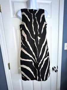Nuevo con etiquetas Vestido Loft Petites 4 Estampado Animal Tejido 100% Algodón Negro 4P Carrera - Imagen 1 de 13