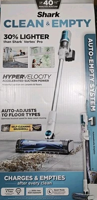 Shark Clean & Empty Cordless Stick Vacuum & Auto-Empty System White BU3521 New - Image 1 of 2