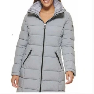 Neu mit Etikett Andrew Marc Sorona Aura Parka grau mit Kapuze grau Fell Größe XL - Bild 1 von 2