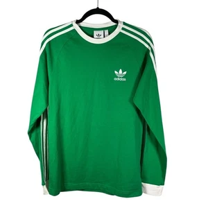 Adidas Originales 3 Rayas Manga Larga Camiseta Hombres Talla S Verde Trifolio Logo Nueva - Imagen 1 de 12