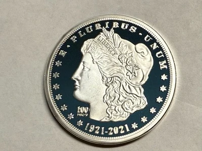 1921-2021 Cook Islands proof Morgan/Peace one dollar commemorative coin. - Image 1 of 2
