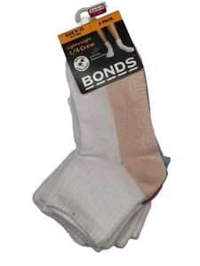 5 x Bonds Kids Girls Lightweight Quarter Crew White 01K - Picture 1 of 4