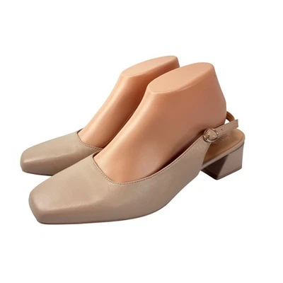 Sapatos femininos Naturalizer JAYLA 8,5W biqueira quadrada salto bloco bege - Imagem 1 de 4