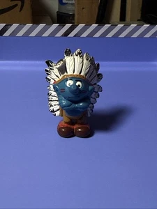 Smurfs Peyo 1981 American Indian Chief Vintage Figure - Picture 1 of 4