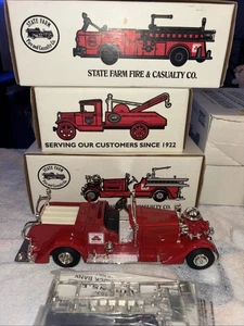 3-RARE State Farm ERTL Die-Cast Fire Truck Bank Set Employee Exclusive NIB - Picture 1 of 1