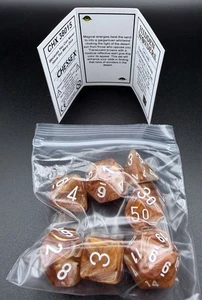 Chessex 38015 Hidden Wonders Cirrus Sandstorm / white Polyhedral 7 Dice Set - Picture 1 of 2