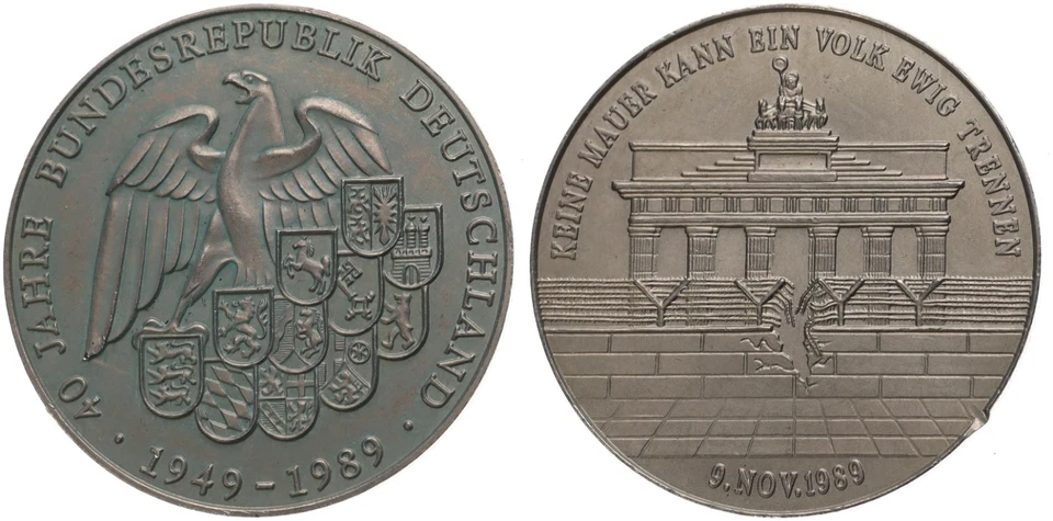 Medaille - 40 Jahre Bundesrepublik Deutschland 1949-1989 - Keine Mauer Trennen - Bild 1 von 1
