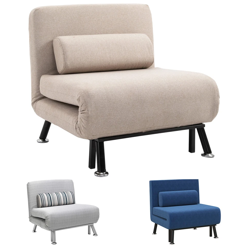 HOMCOM Poltrona Letto Singolo in Metallo e Cotone con Cuscino 75x70x75cm - Immagine 1 di 1