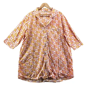 Vestido Camisa para Dormir Estampado Fresco Leopardo Talla 3X Rosa Limonada Abotonada - Imagen 1 de 6