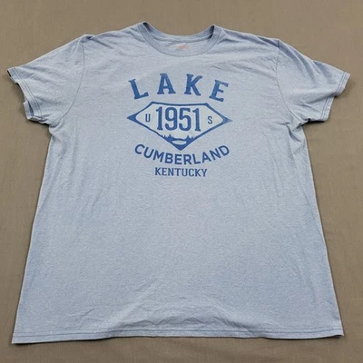 Lake Cumberland Shirt Mens XL Short Sleeve 1951 Kentucky Woven Pullover Blue - Image 1 of 4