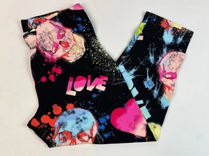 No Boundaries NOBO Juniors Love Skull Black Capri Leggings NWT - Picture 1 of 5