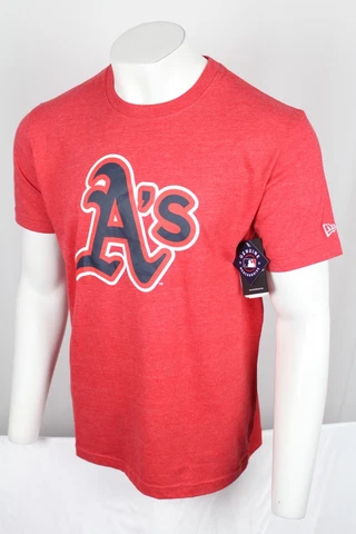New Era Okland Athletics A's T Shirt Short Sleeve Crew Red Heather Navy *Soft Cover