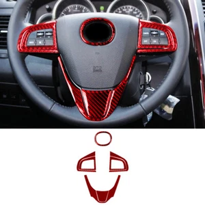7Pcs Red Carbon Fiber Interior Steering Wheel Cover Trim For Mazda CX-9 2010-15 - Bild 1 von 12
