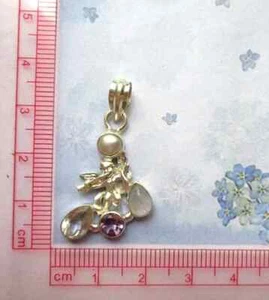 sale SOLID 925 STERLING SILVER MOONSTONE AMETHYST TOPAZ PEARL CUPID PENDANT - Picture 1 of 6